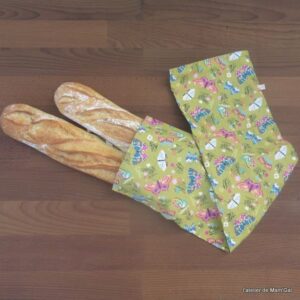 sac pour 2 baguettes pliables avec des oiseaux